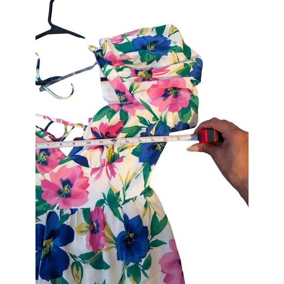 Xtraordinary Floral‎ Multicolor Back Tie Short Dress Woman's Large | g2 - Picture 5 of 9